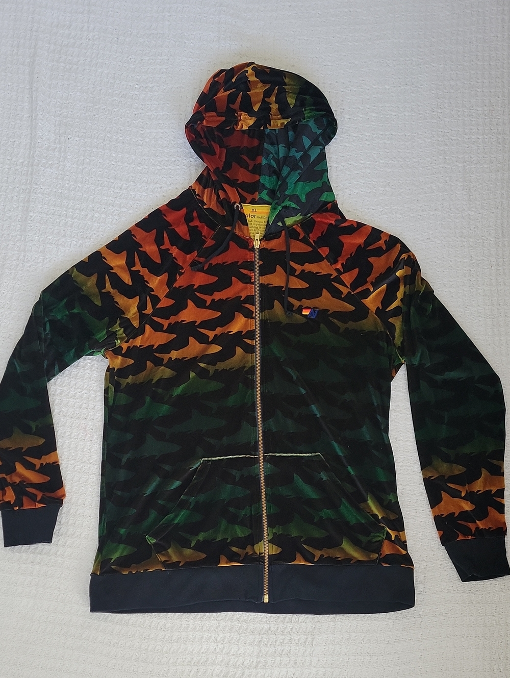 Aviator Nation Multi-Color Shark Print Zip Hoodie